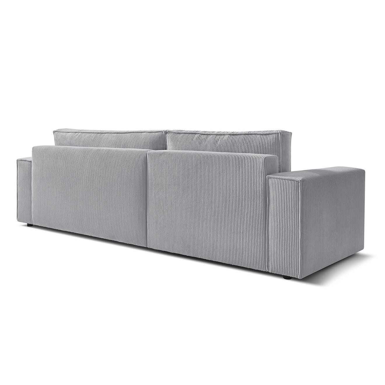 Bobochic Canapé d'angle convertible reversible Nihad en velours côtelé gris clair - 282x153 cm