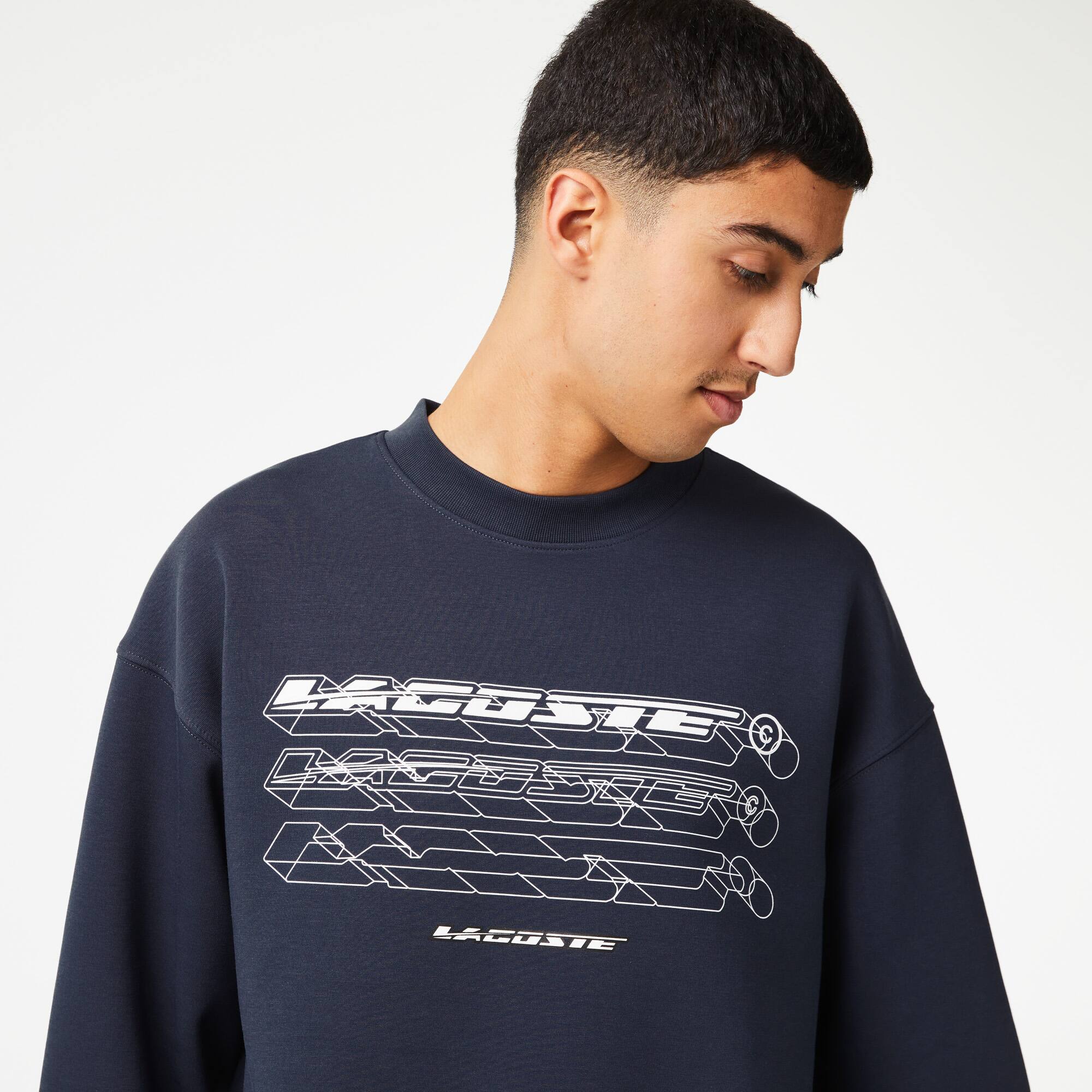 Sweatshirt homme Lacoste loose fit avec marquages sur le devant Sweatshirts - Bleu - Lacoste - Homme
