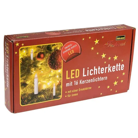 Idena LED Kerzenlichterkette für innen mit 16 LEDs, warmweiß