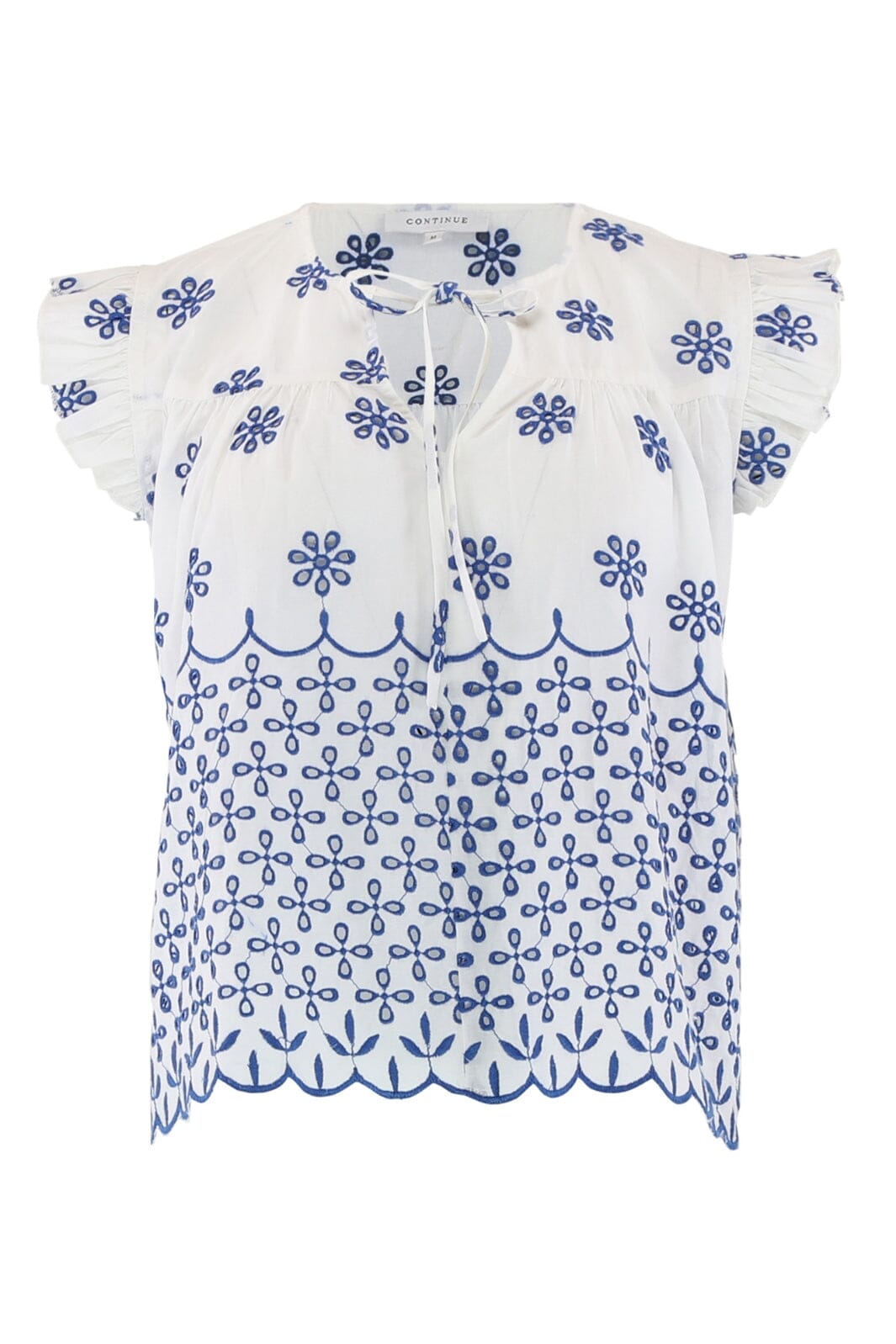Continue Lilly Embrodery offwhite w blue emb