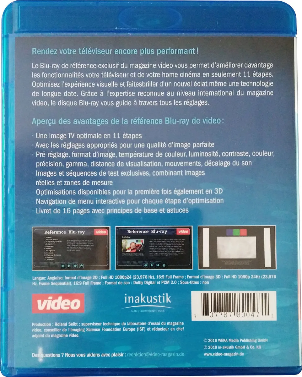 Blu-Ray de Calibration Inakustik Disques de réglage/rodage