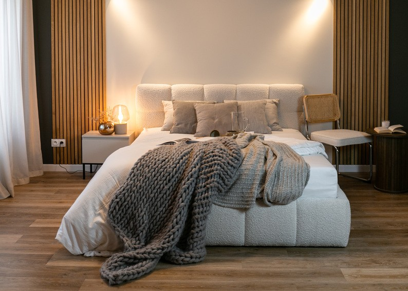 NADUVI Collection Chloe Bedframe 180 x 200 cm - Bouclé - Lichtbeige