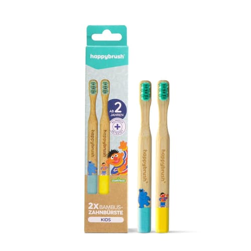 Happybrush Sesamstraße Bambus Zahnbürste Doppelpack
