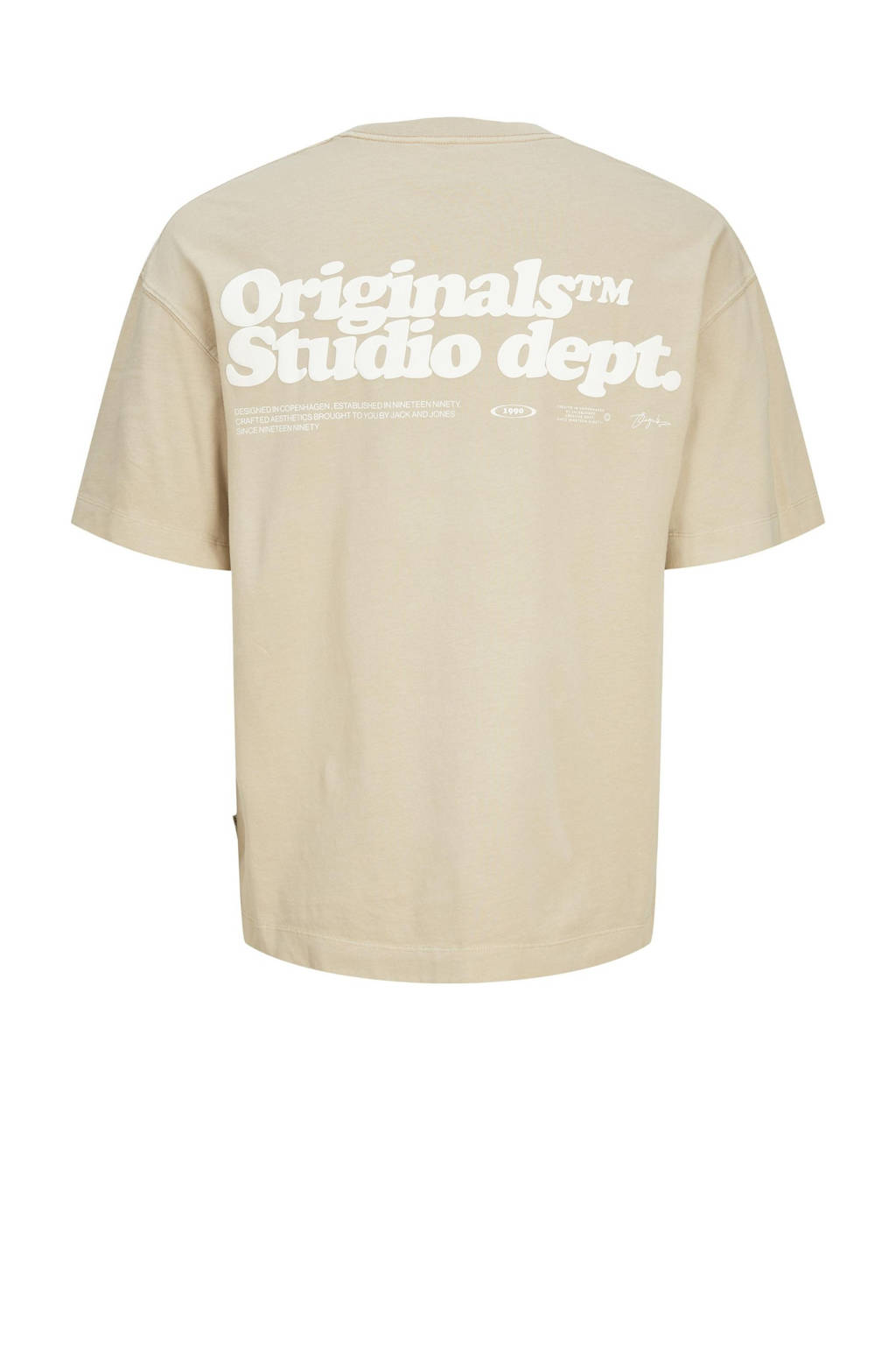 JACK & JONES T-shirt JORVERMONT met backprint beige