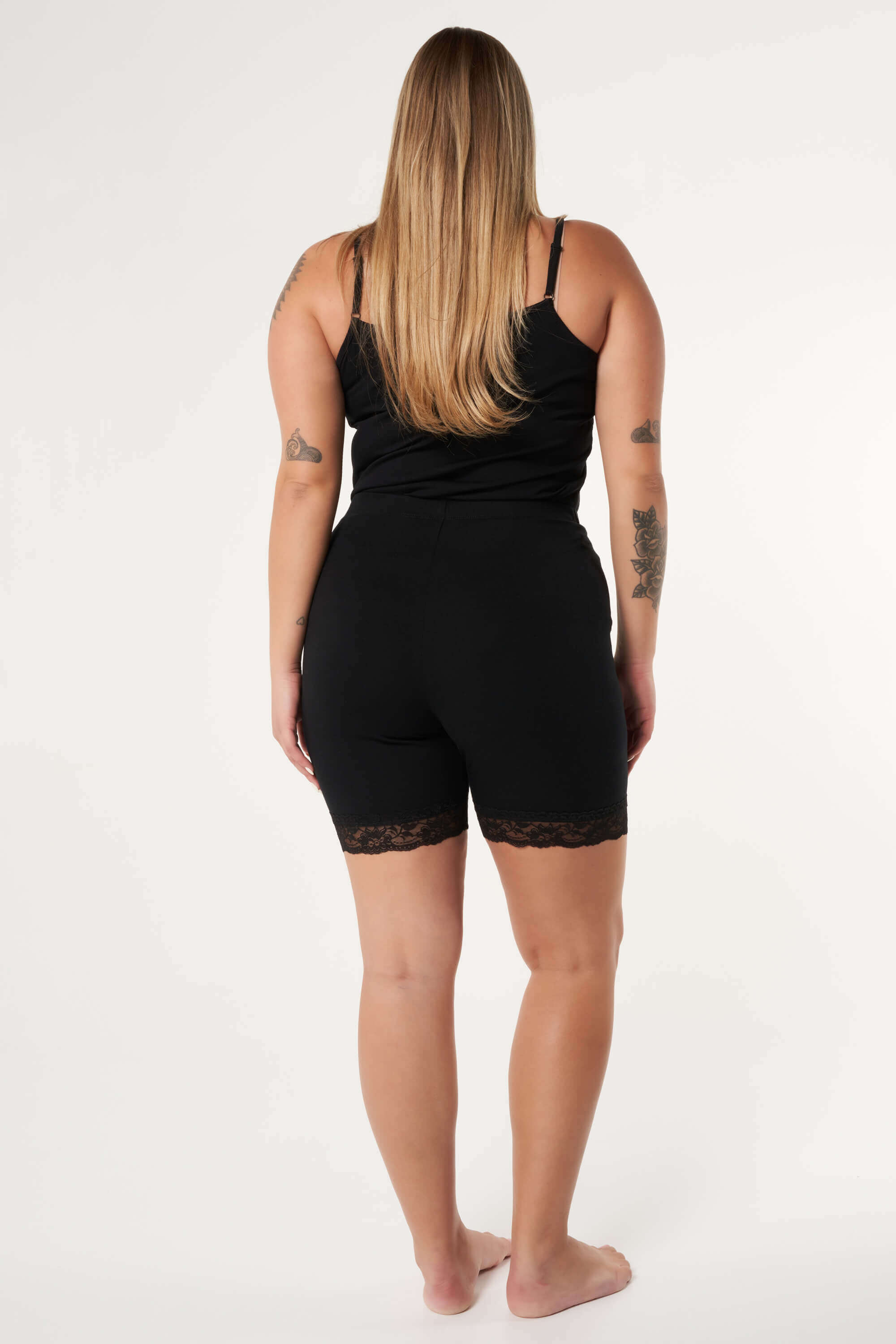 2 - pack korte legging met kant Zwart
