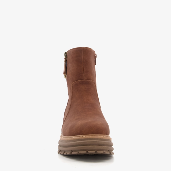 Blue Box dames biker boots cognac