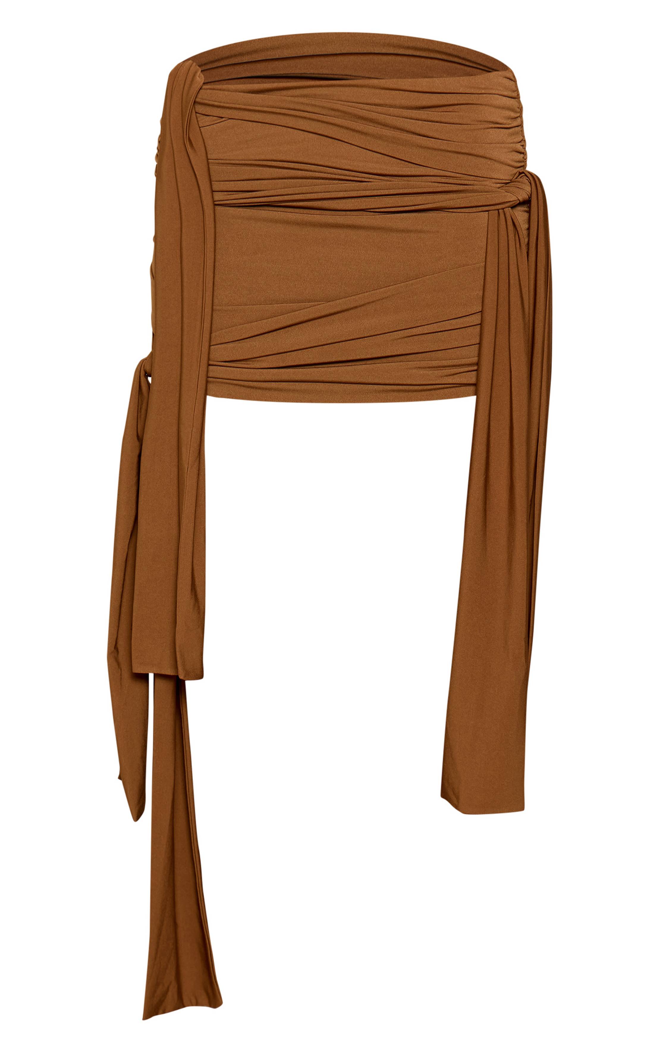 Vert Olive Ensemble Jupe Mini En Jersey Slinky Avec Détail Nœud