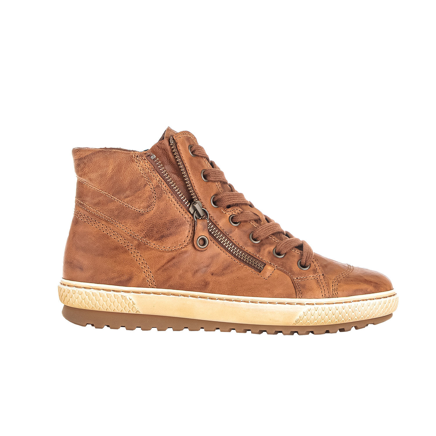 Gabor Mid Cut Sneaker für Damen aus gefettetem Glattleder