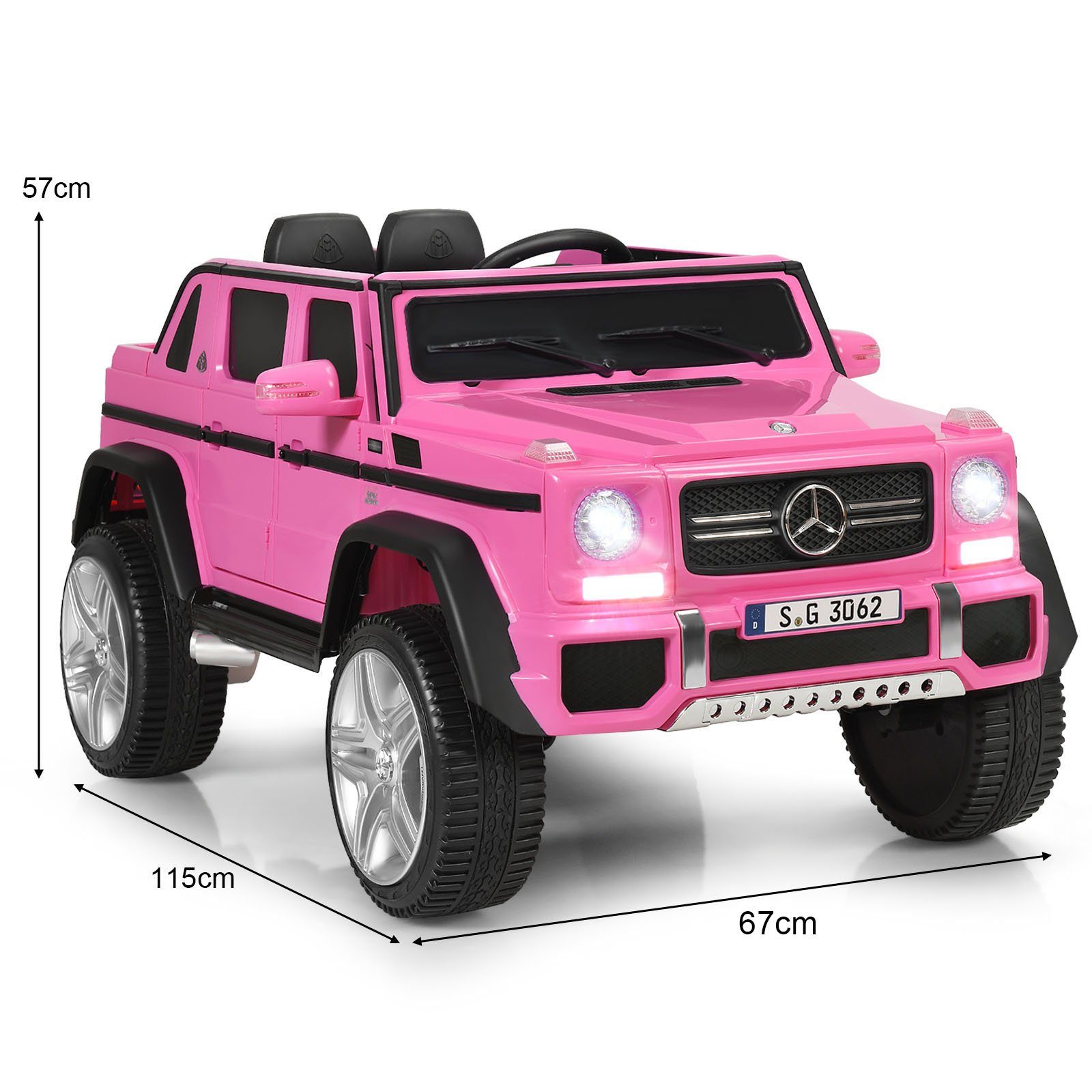 Carrinho elétrico infantil COSTWAY Mercedes Benz, com música e LED, velocidade de 2,5 a 5,5 km/h.