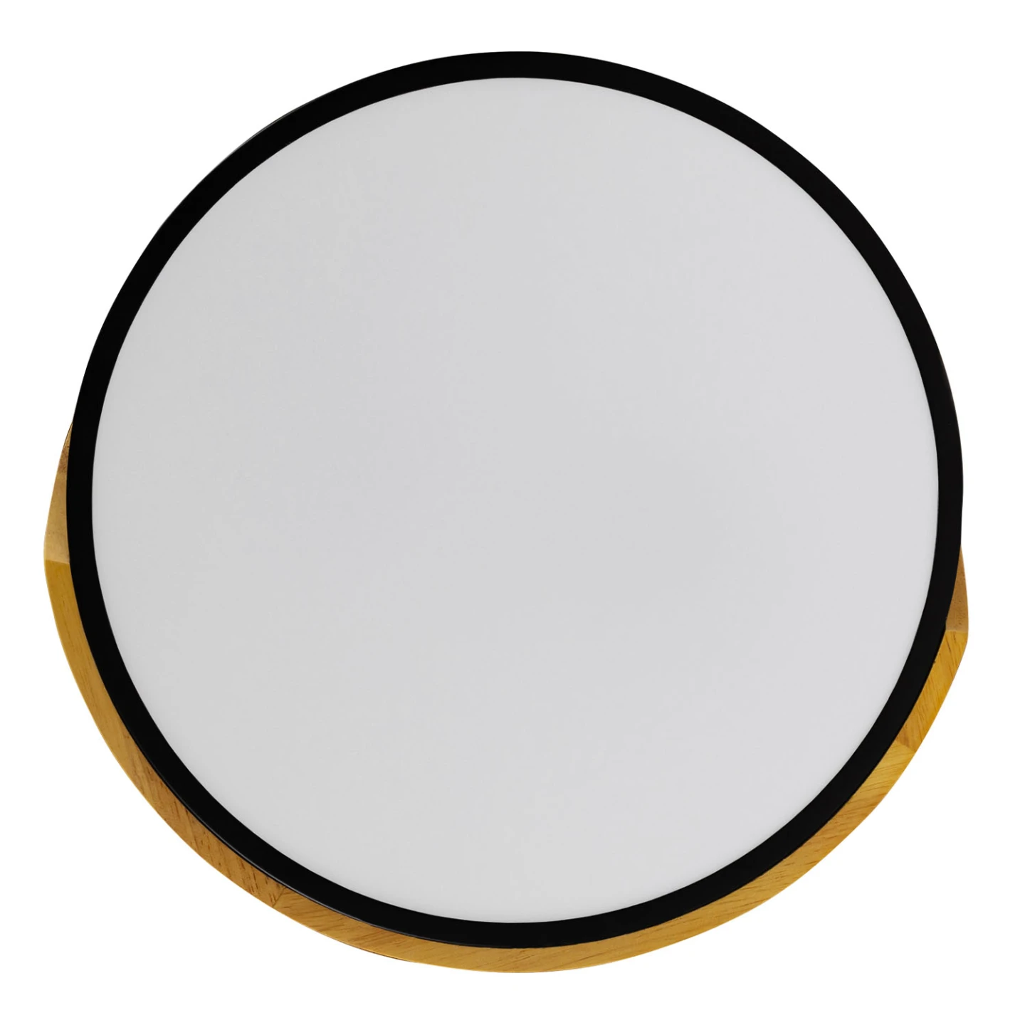 Plafonnier rond avec LED noir et bois diamètre 32 cm