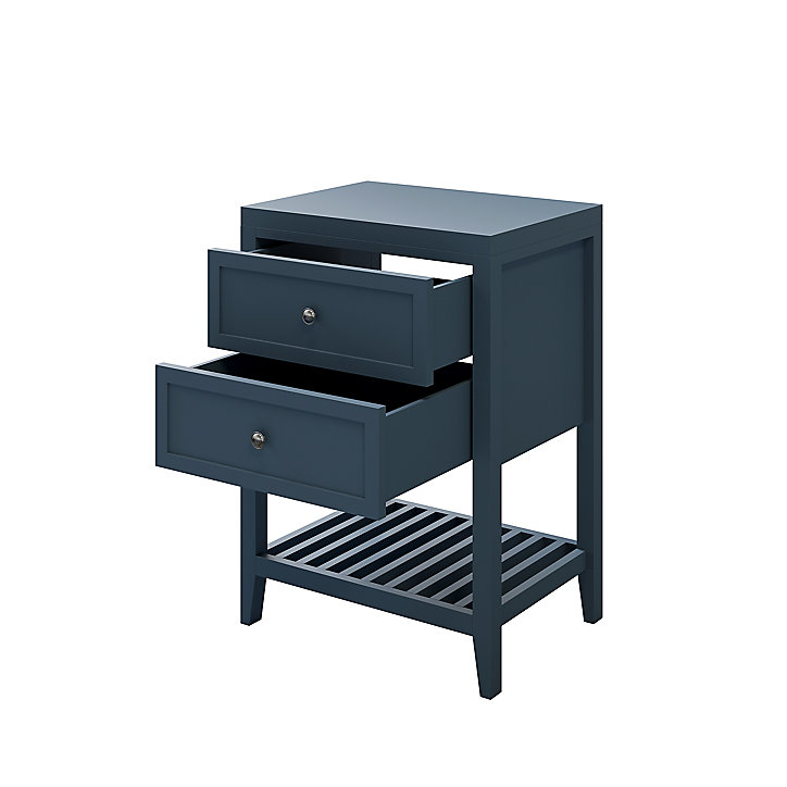 Meuble sous vasque à poser 2 tiroirs GoodHome Perma bleu 60 cm + plan de toilette