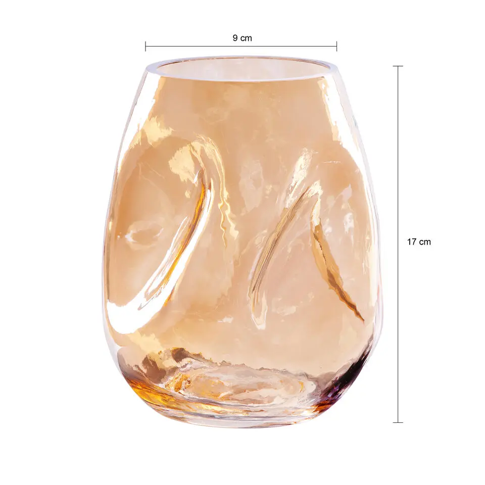 QUVIO Vaas gekreukt - Maat S - Glas - Beige