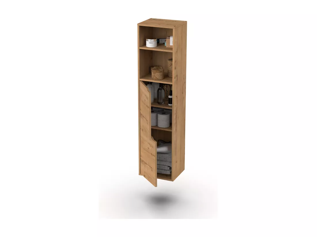 Colonne Salle de Bain couleur chêne doré - Longueur 36 x Hauteur 150 x Profondeur 30 cm