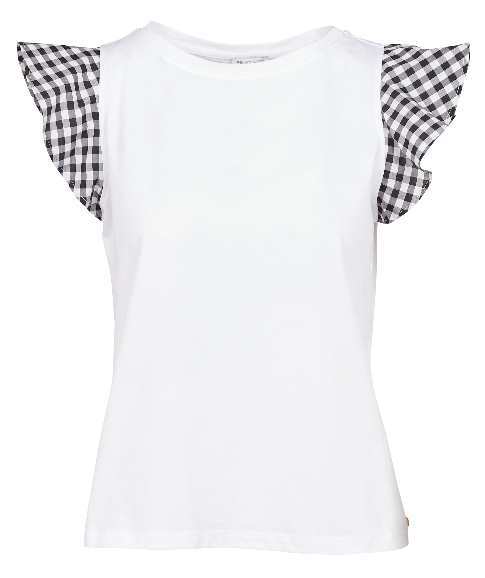 Top col rond en coton| Blanc