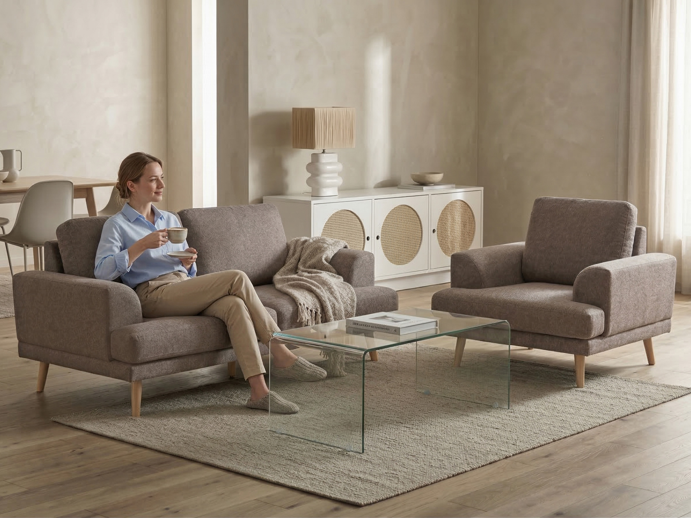 Fauteuil KILDAL Stof Bruin