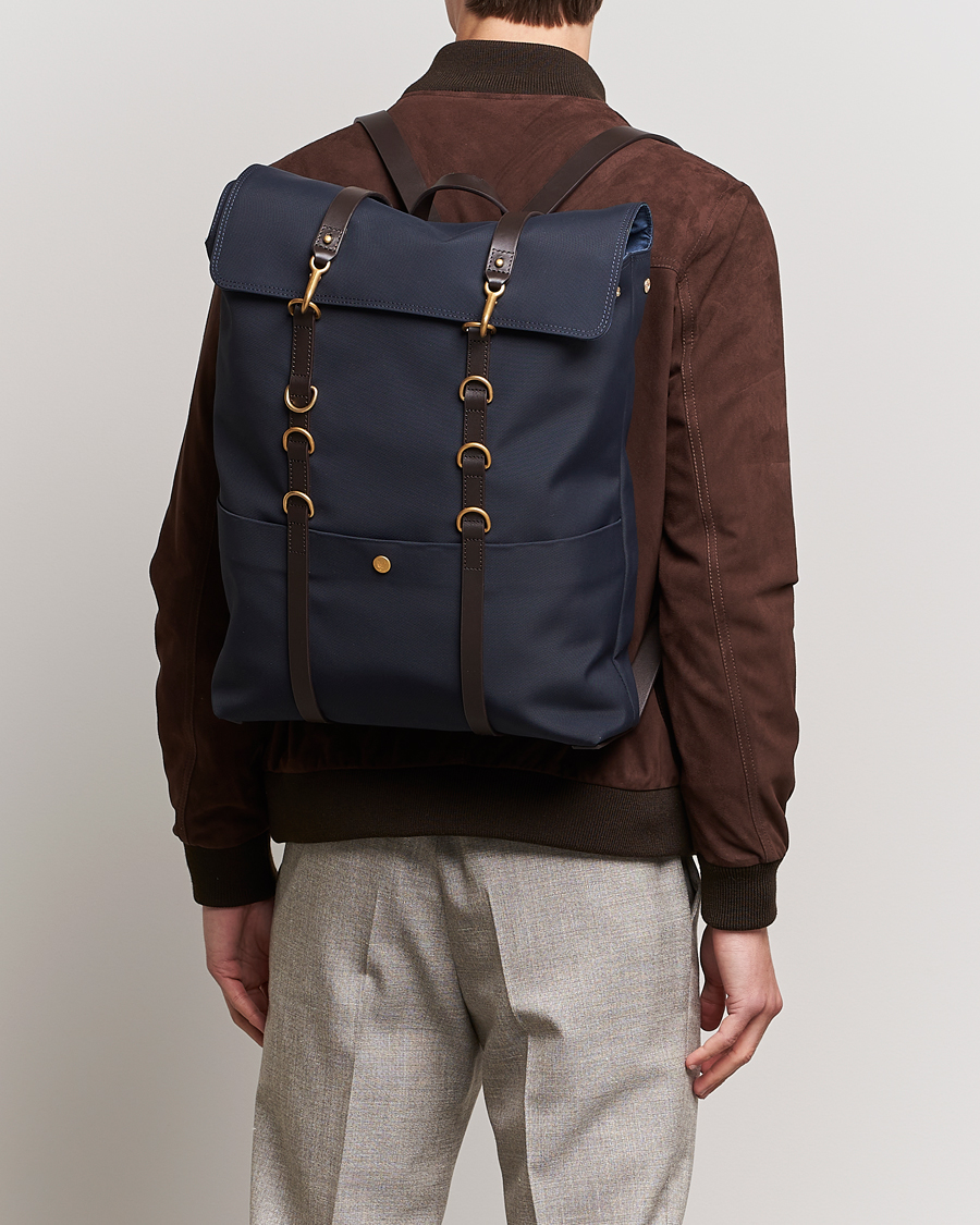 Mismo M/S Nylon Backpack Navy/Dark Brown