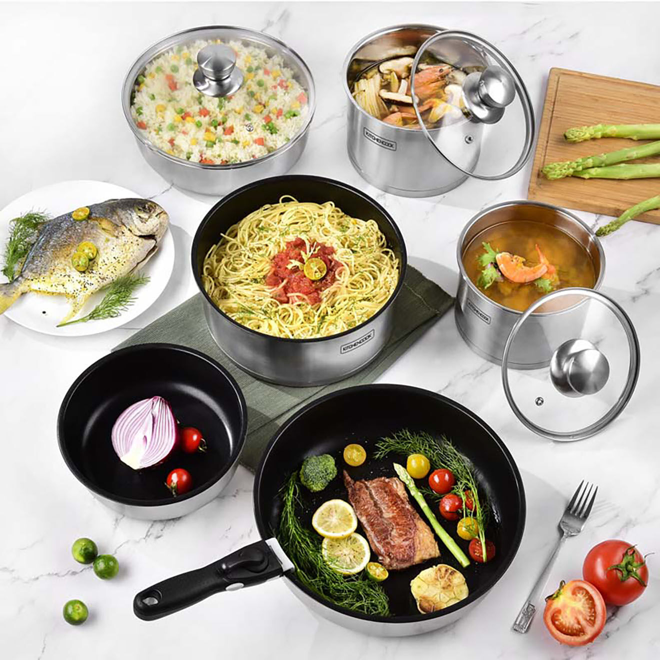 Kitchencook Batterie de cuisine grise