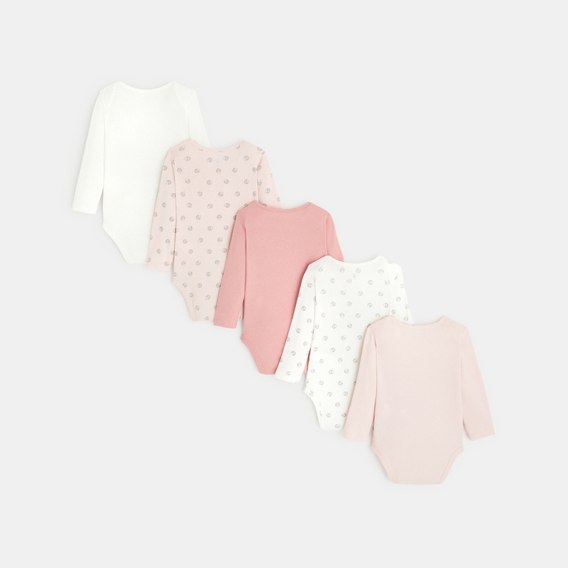 Body manches longues col US (lot de 5) rose naissance