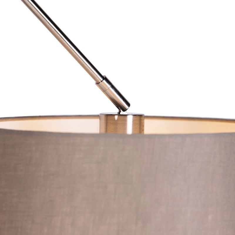 Hanglamp staal met linnen kap taupe 35 cm  - Blitz
