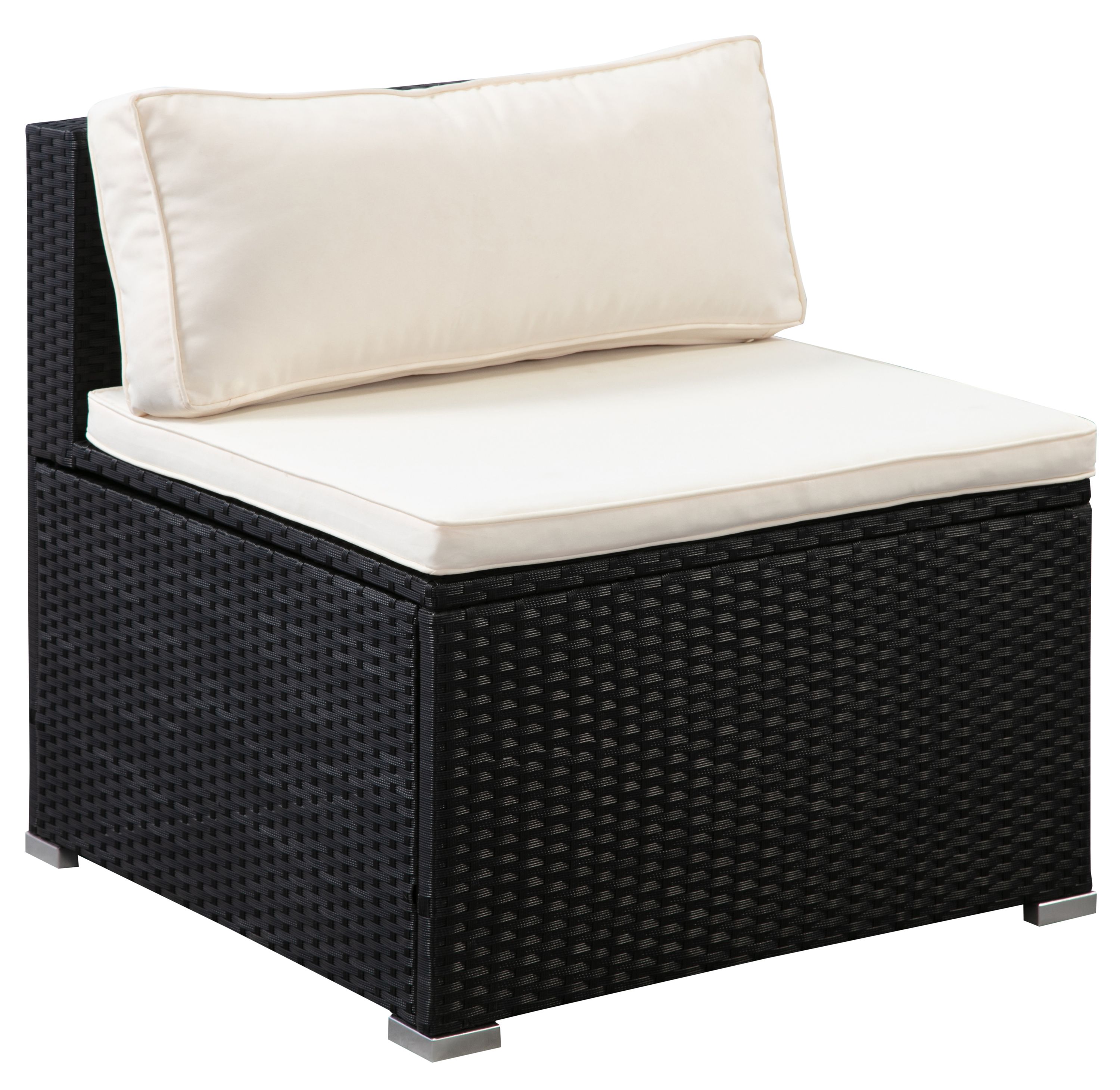 Rattanlounge FARO schwarz/beige