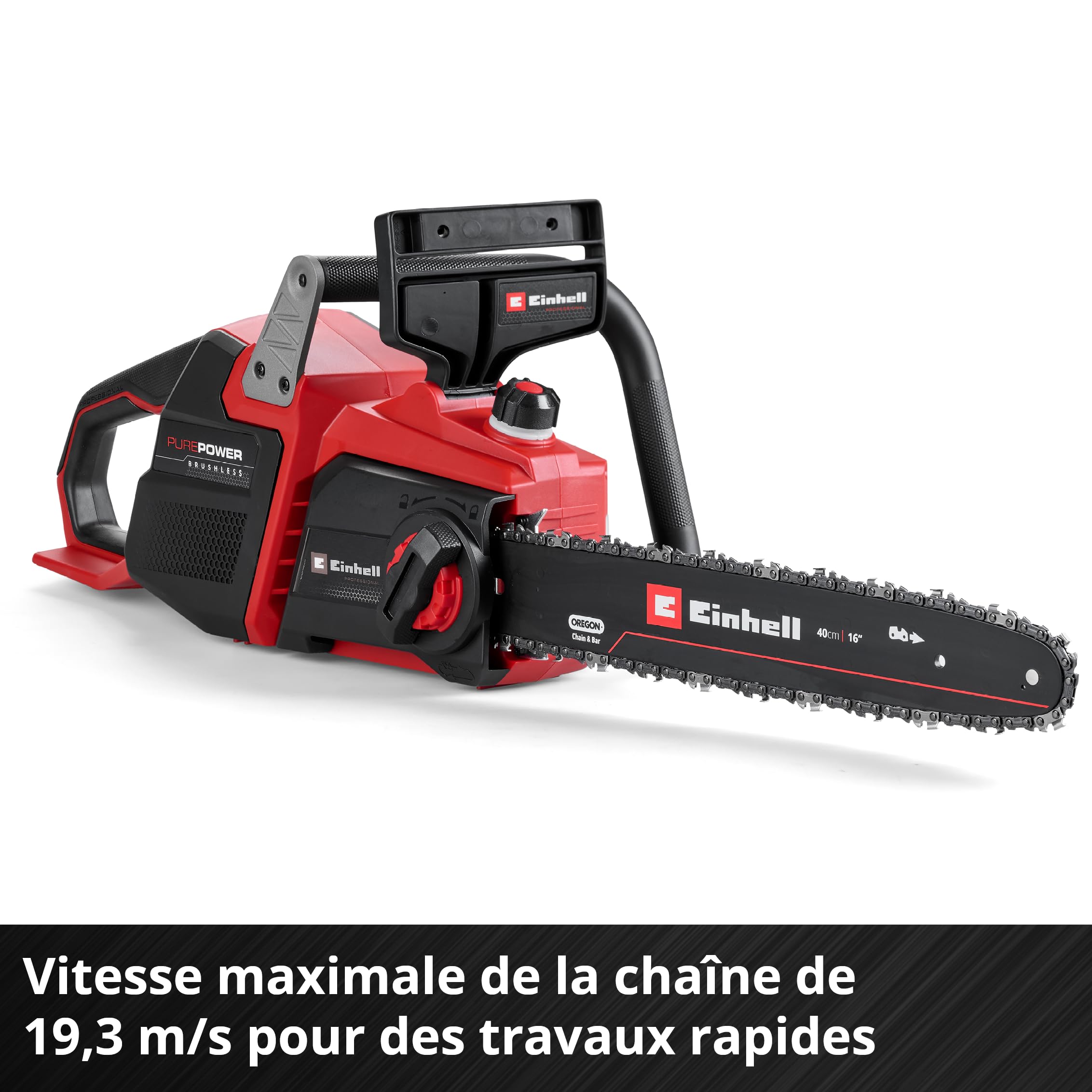 Einhell Professional Tronçonneuse sans fil GP-LC 36/40 Li BL-Solo (36 V, longueur de coupe 38 cm, moteur sans charbon, vitesse de chaîne de 19 m/s, lu