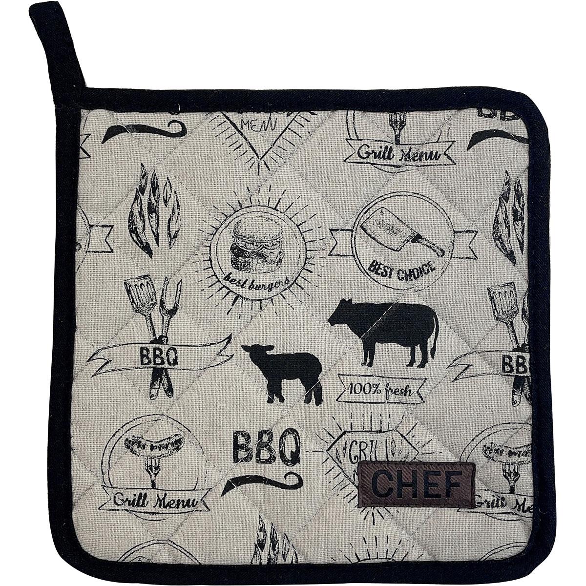 MANIQUE CHEF 20X20CM COTON BARBECUE