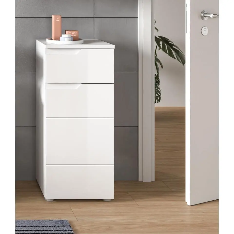 Hioshop Solero badkamerkast 1 deur- 1 lade wit hoogglans- wit