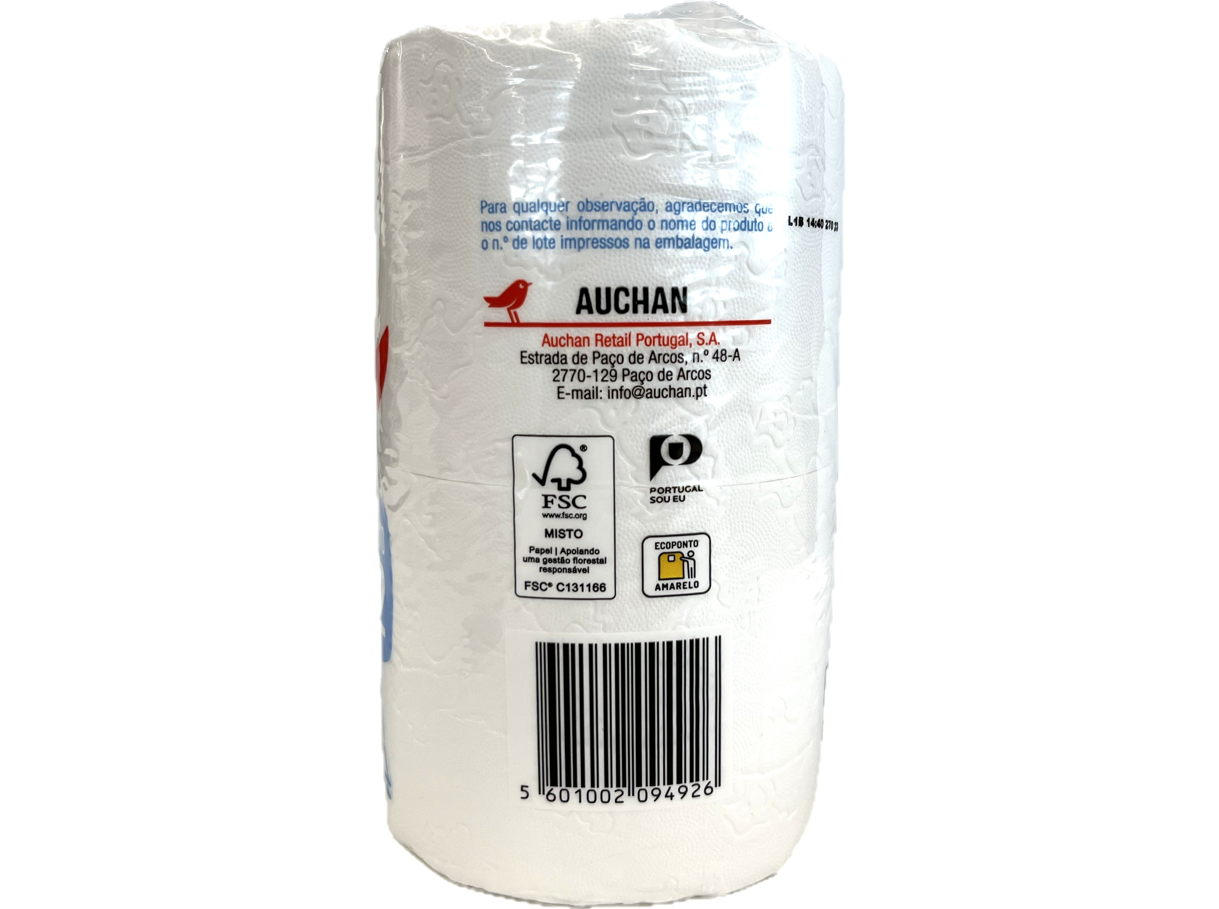 PAPEL HIGIÉNICO AUCHAN FOLHA DUPLA COMPACTO 6 ROLOS = 12 ROLOS
