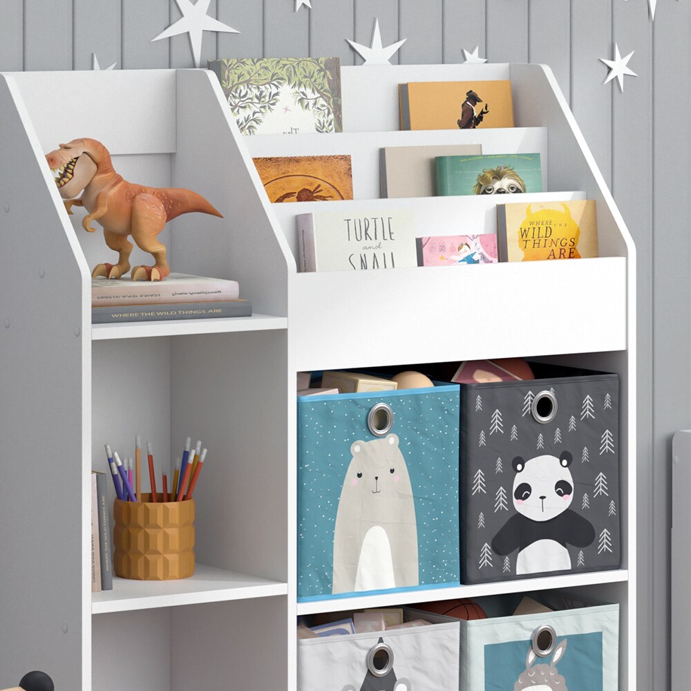 Vicco Kinderregal Bücherregal Wandregal Luigi Weiß 100x114 cm modern Faltbox Kinderzimmer Regal Spielzeugregal Dekoregal Standregal Aufbewahrungsregal Würfelregal Ablage Fach freistehend