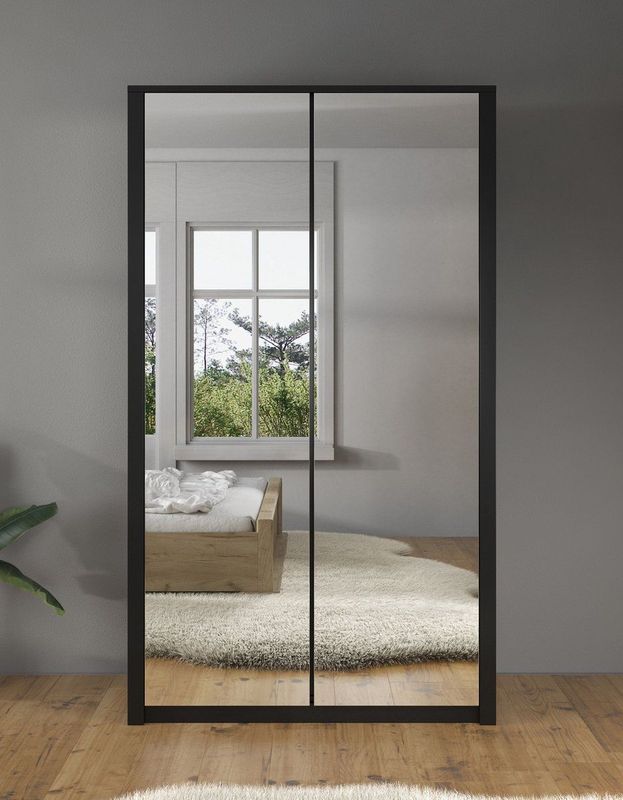 Meubella - Kledingkast Malibu - Mat zwart - 113 cm