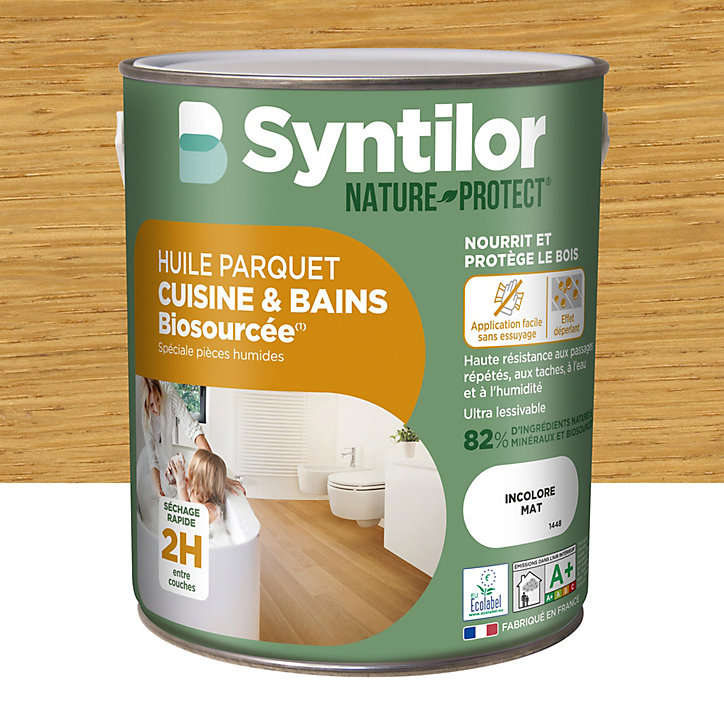 Huile parquet cuisine et bains Biosourcée Nature Protect Syntilor incolore mat 2,5L
