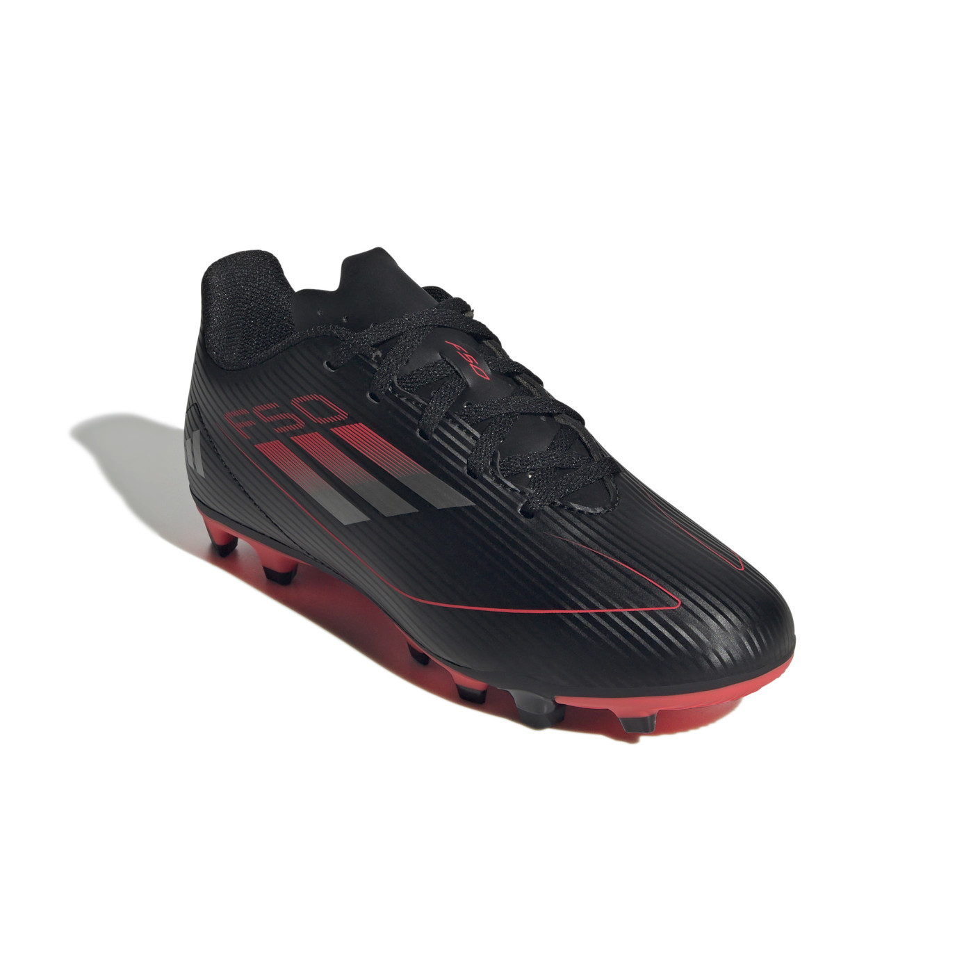 Adidas F50 Club Gras / Kunstgras Voetbalschoenen (MG) Kids Zwart Rood Zilver