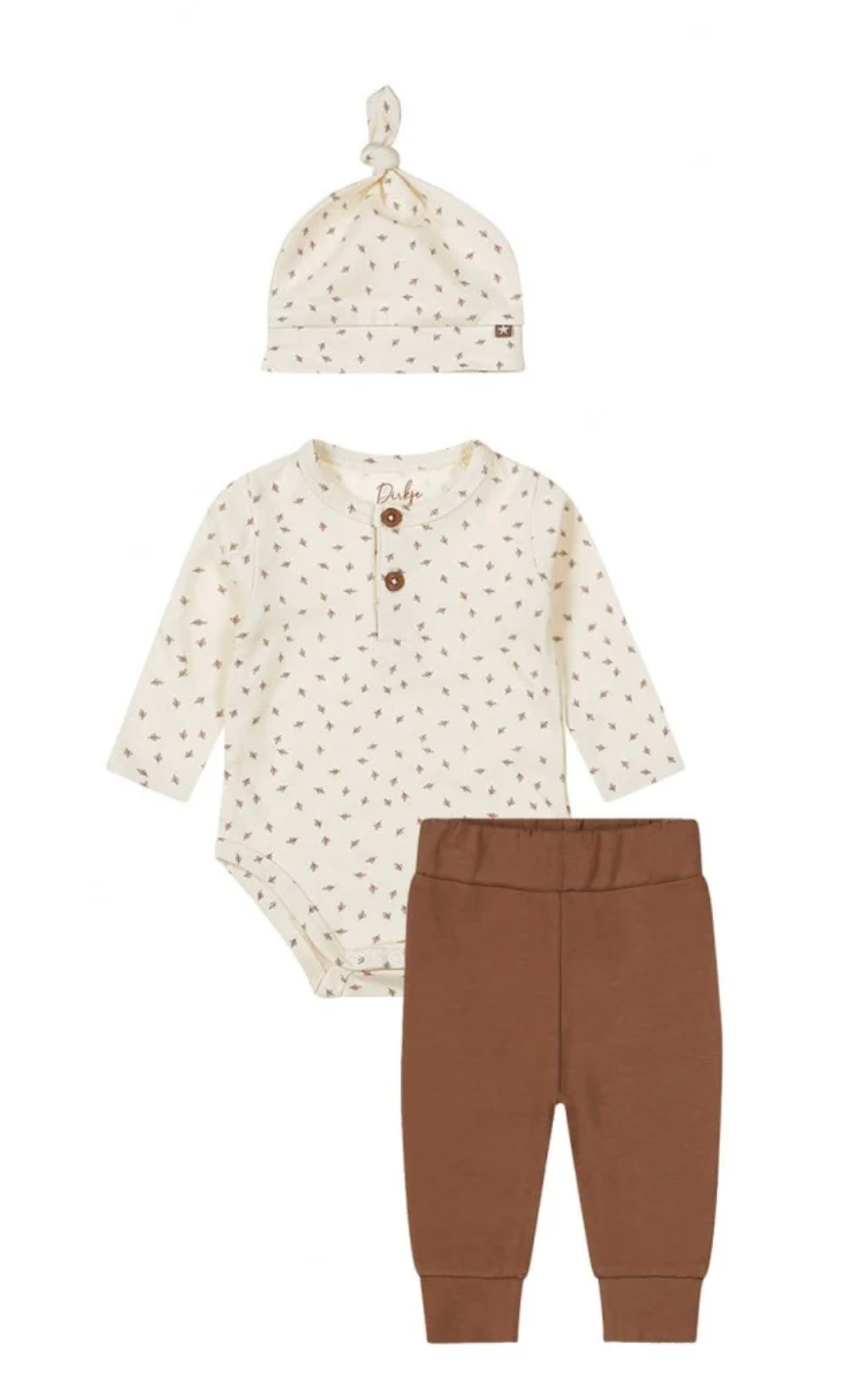 Dirkje Dirkje romper, broekje en muts brown