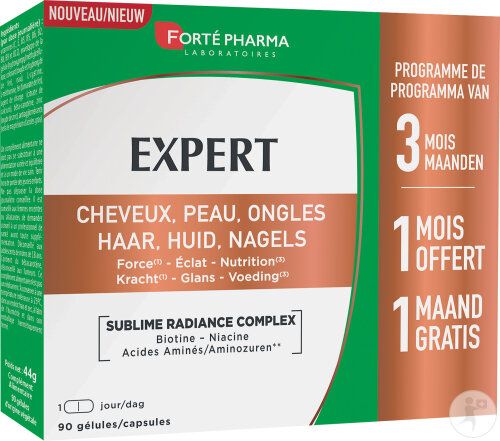 Fortépharma Expert Cheveux/Peau/Ongles 3x30 Capsules 2+1 Gratuit