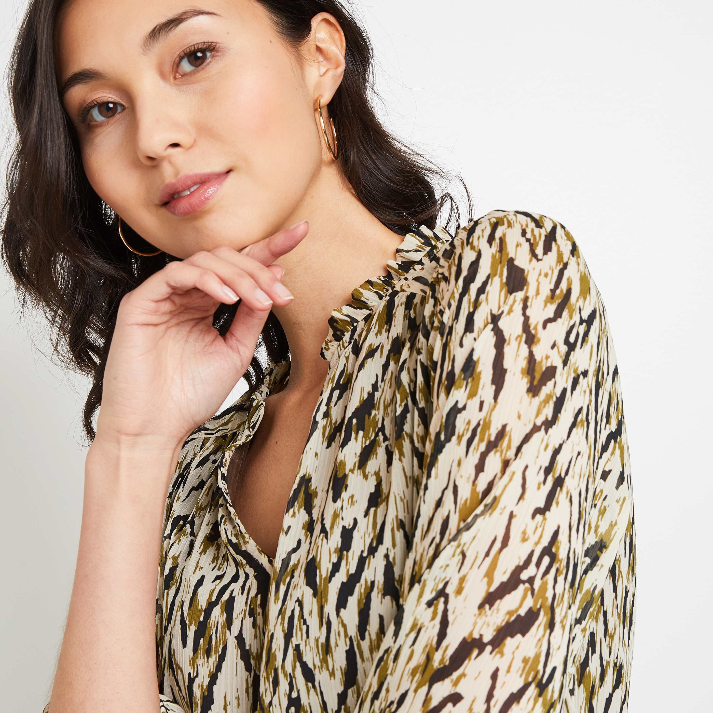 Robe imprimée femme - KAKI