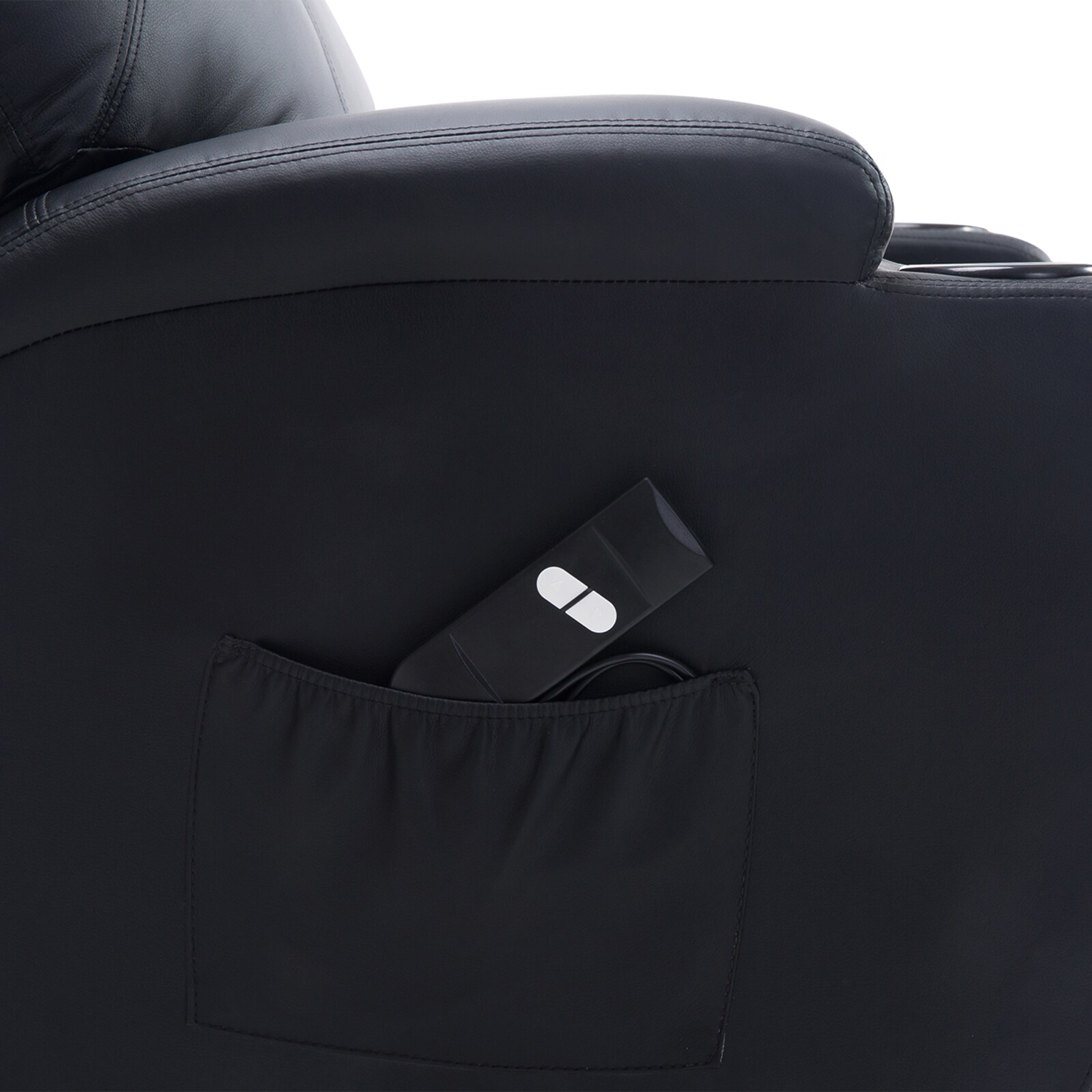 HOMCOM Fernsehsessel 2-in-1-Design, Becherhalter auf beiden Seiten, Sessellift Schwarz 84 x 92 x 109 cm (BxTxH)