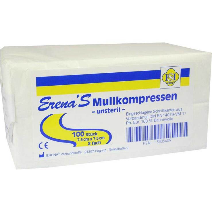 Erena Unsteril Mullkompresse 7,5, 100 St