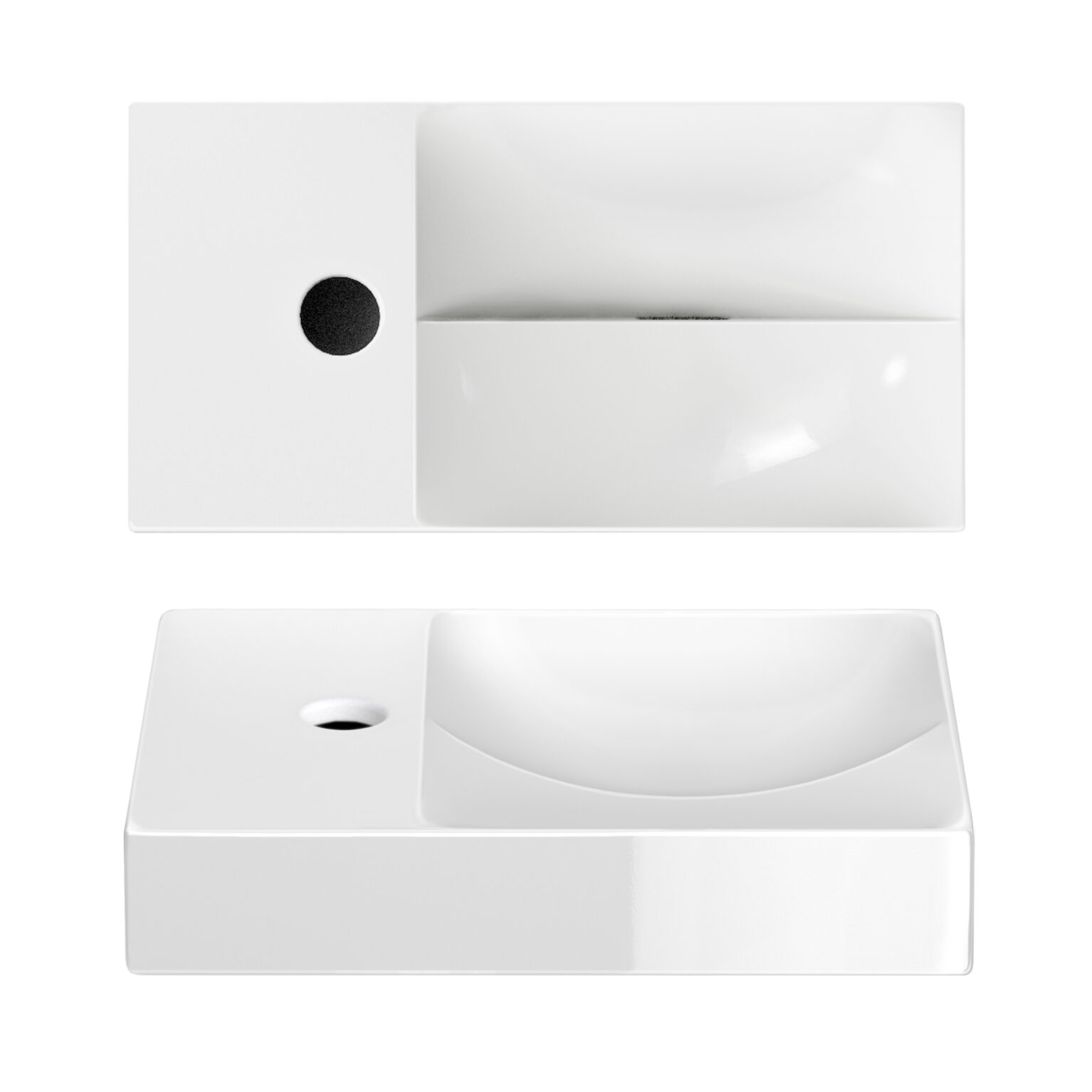Clou Vale keramische fontein 38cm met kraangat links wit glans
