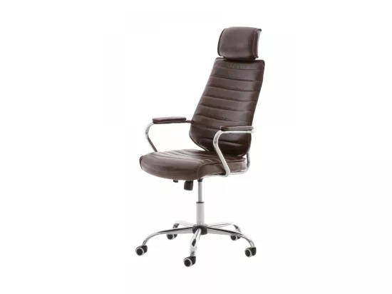 Chaise de bureau - Similicuir & Métal chromé - Bordeaux - Rako