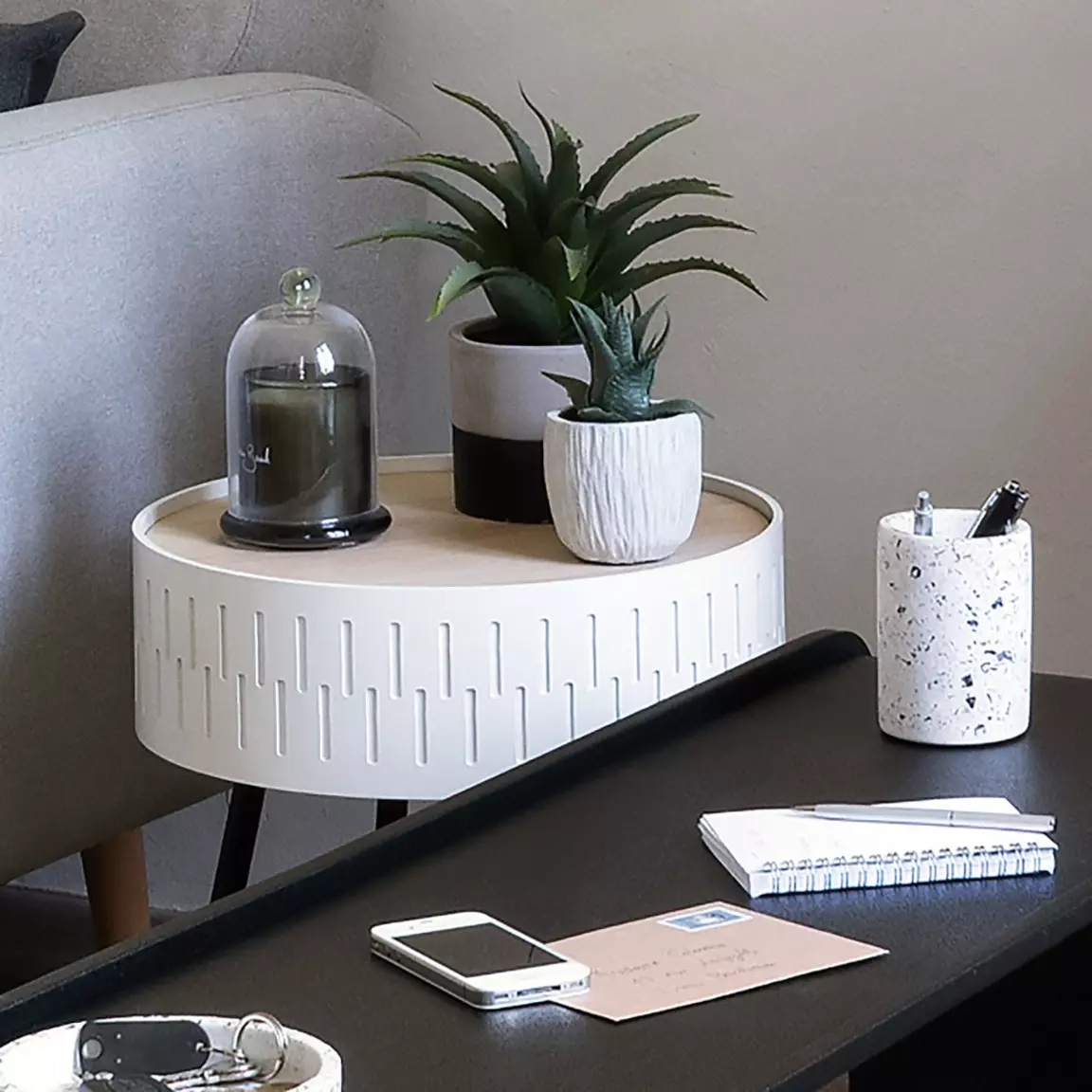 Table coffre en bois (H45 cm) Shiro Blanche