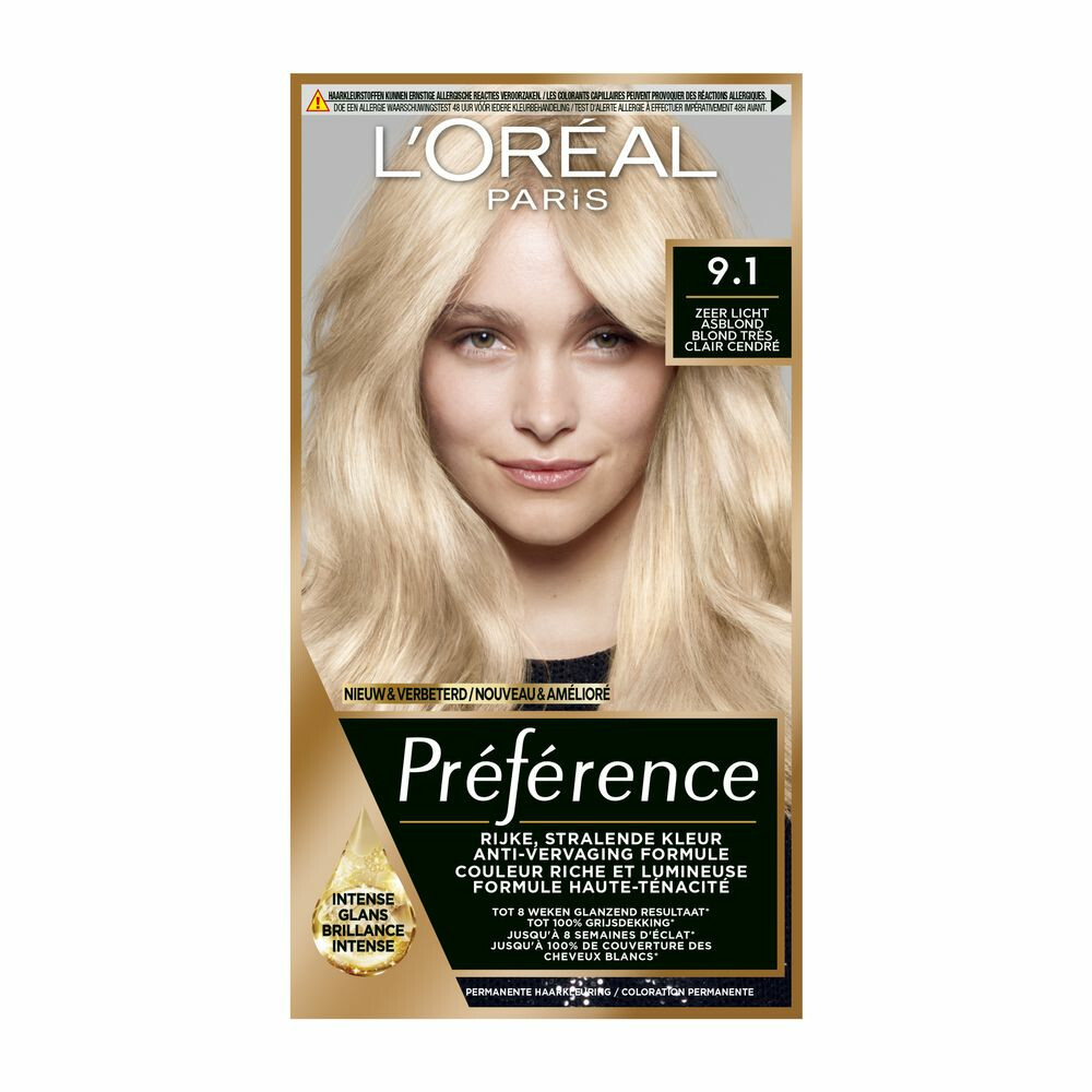 L'Oréal Préférence Permanente Haarkleuring 9.1 Zeer Licht Asblond