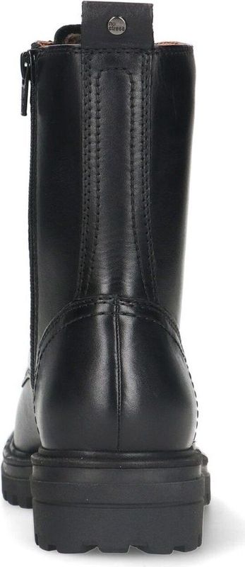 No Stress - Dames - Zwart leren veterlaarsjes
