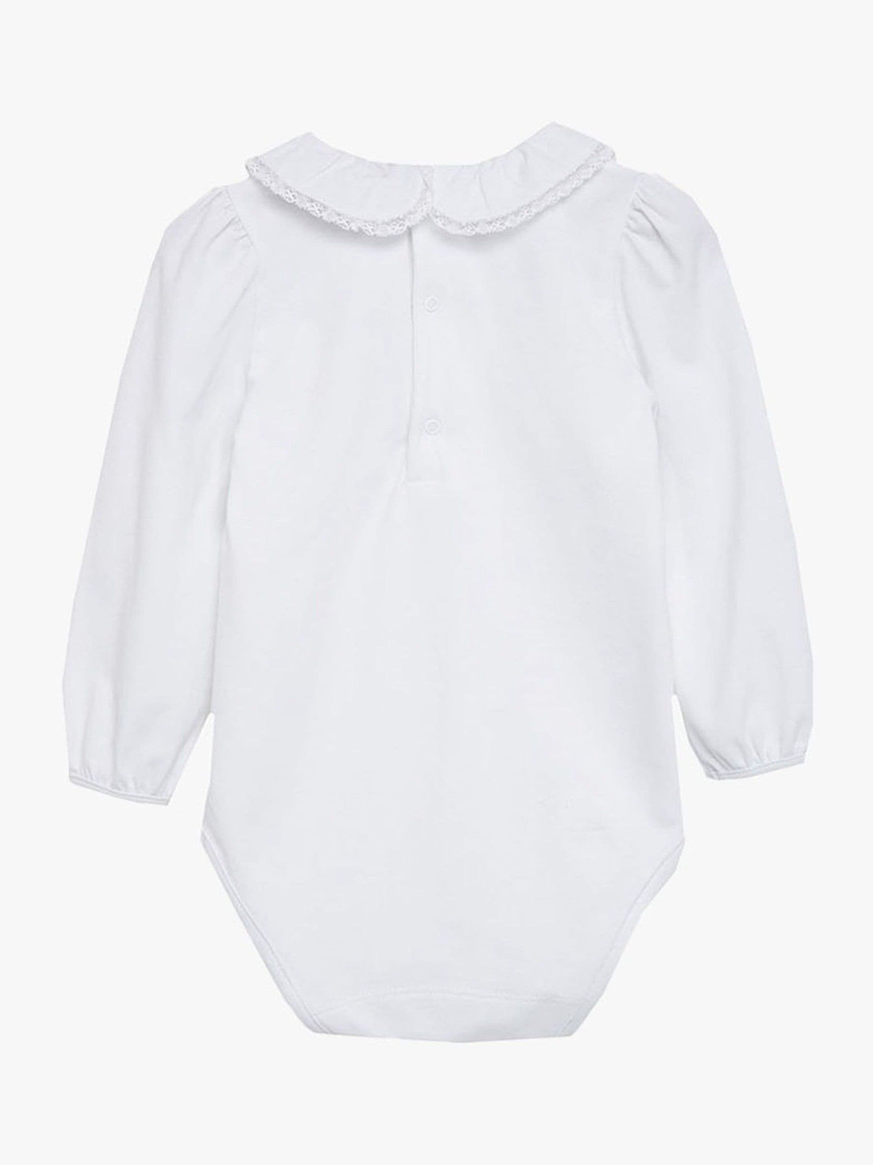 Trotters London Little Evelyn Lace Trim White Bodysuit