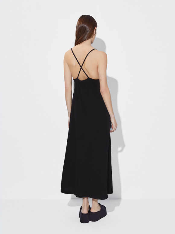 Vestido longo de algodão - Preto