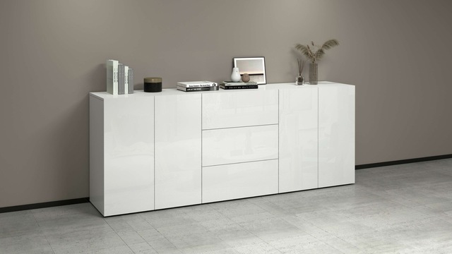 INOSIGN Sideboard »Egypt, Kommode, Schrank, Kredenz,  grifflos« 4 Türen, 3 Schubkästen mit Push-To-Open Funktion, Hochglanz Breite 200