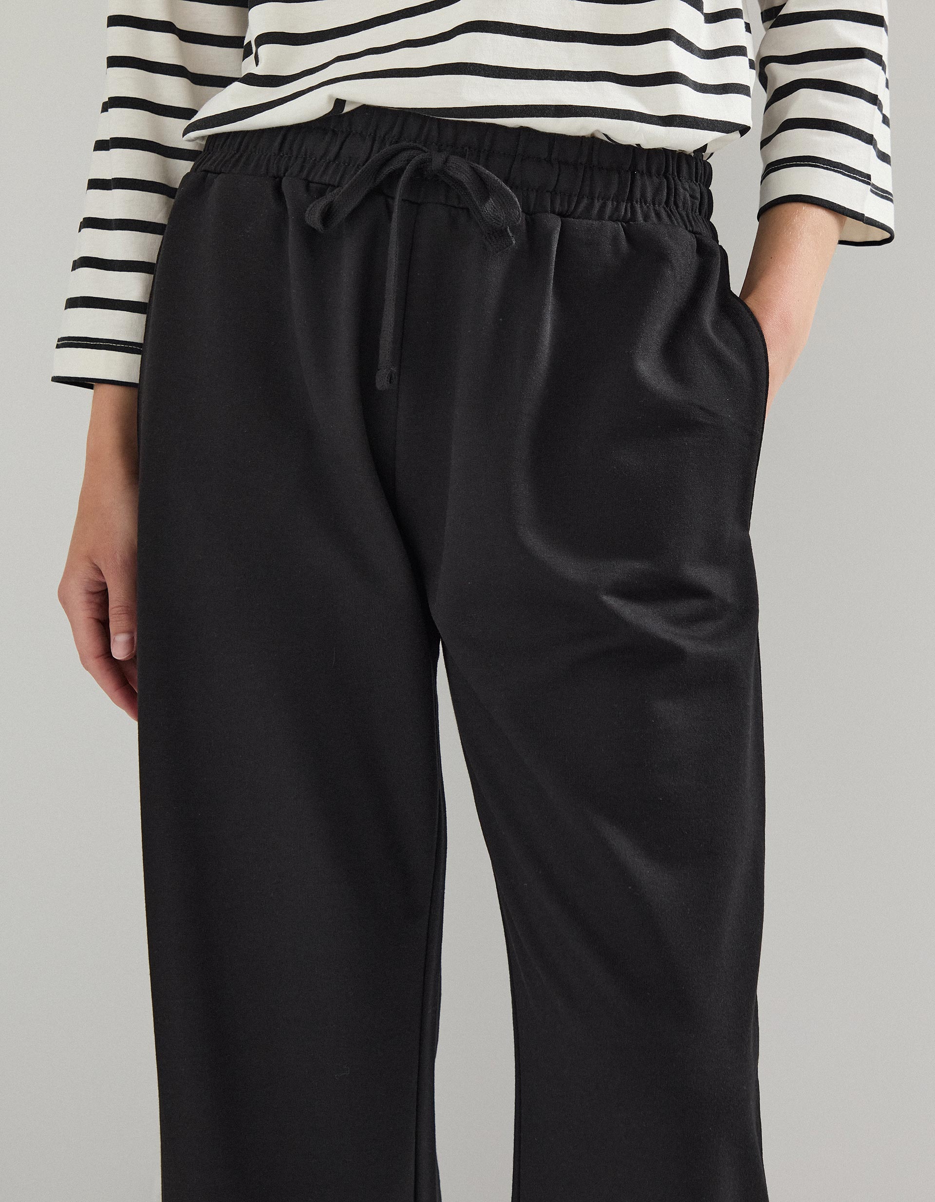 Calças Joggers Wide Leg, Mulher, Preto
