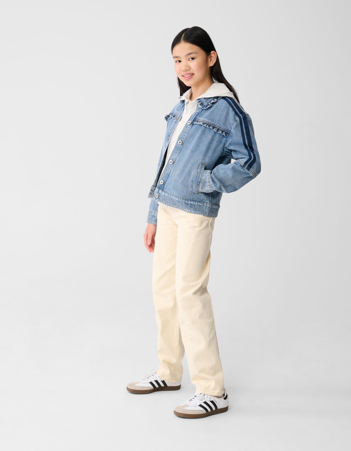 Sporty Denim Jack Blauw