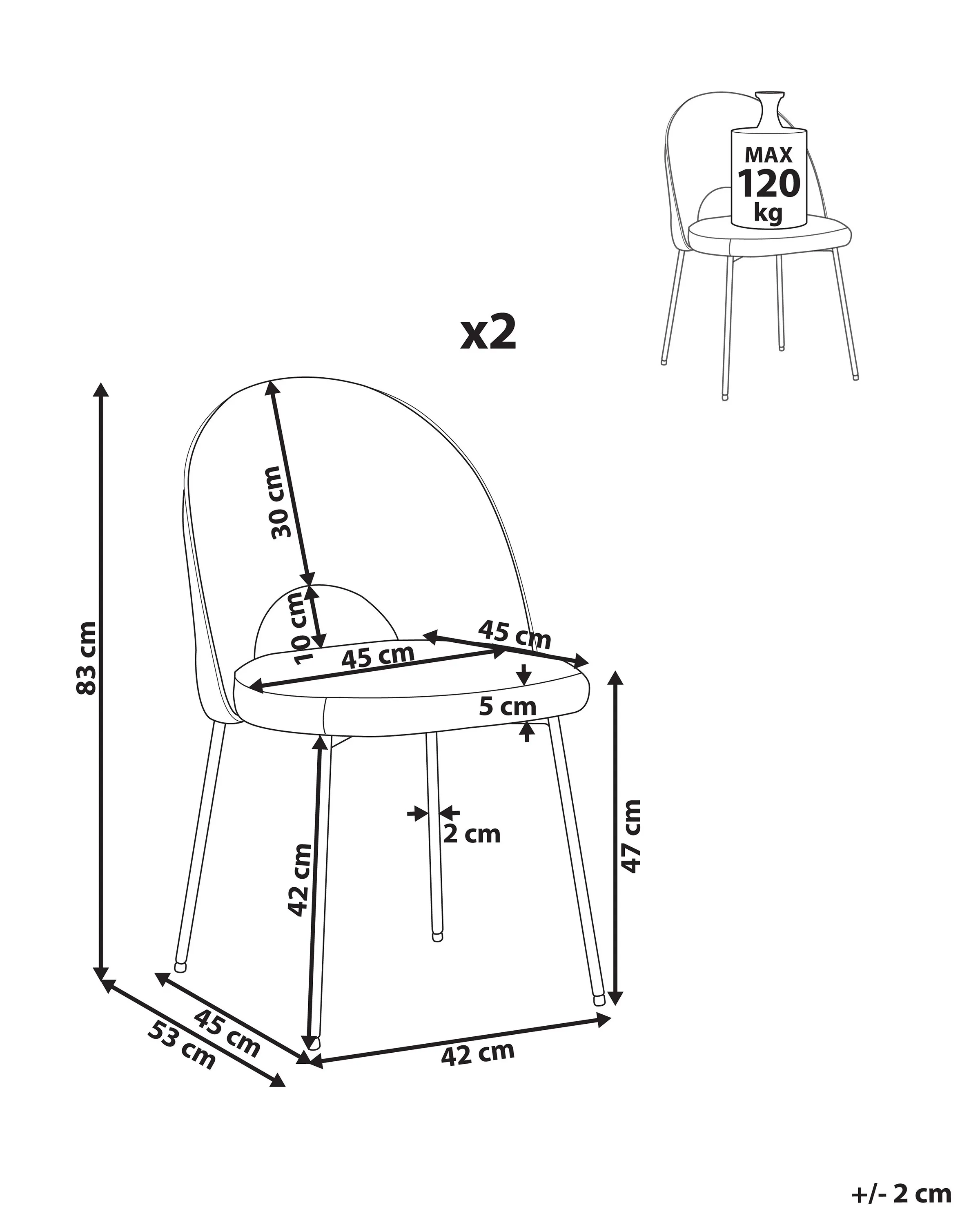 Set van 2 eetkamerstoelen COVELO Fluweel Donkergroen