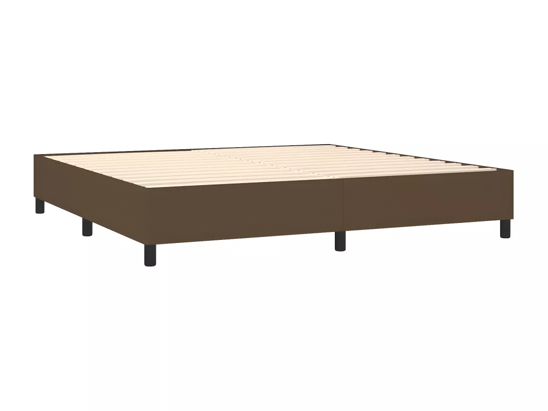 Sommier tapissier matelas et LED Marron foncé 200x200 cm Tissu
