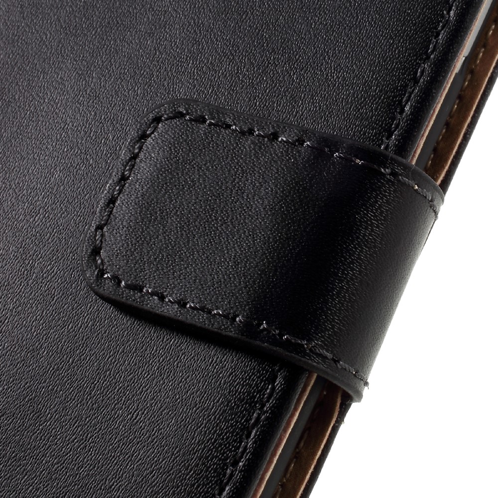 iPhone SE (2022/2020) / 8 / 7 Echtleder Tasche Flip Cover mit Karten Etui - Schwarz